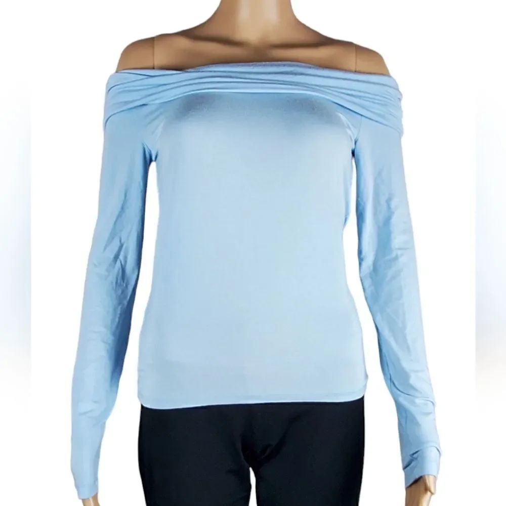 J.Crew Blue Off Shoulder Knit Top